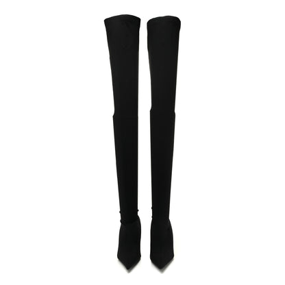 Balenciaga Spandex Pointed Toe Knife Thigh High Boots 38 Black 2 of 7