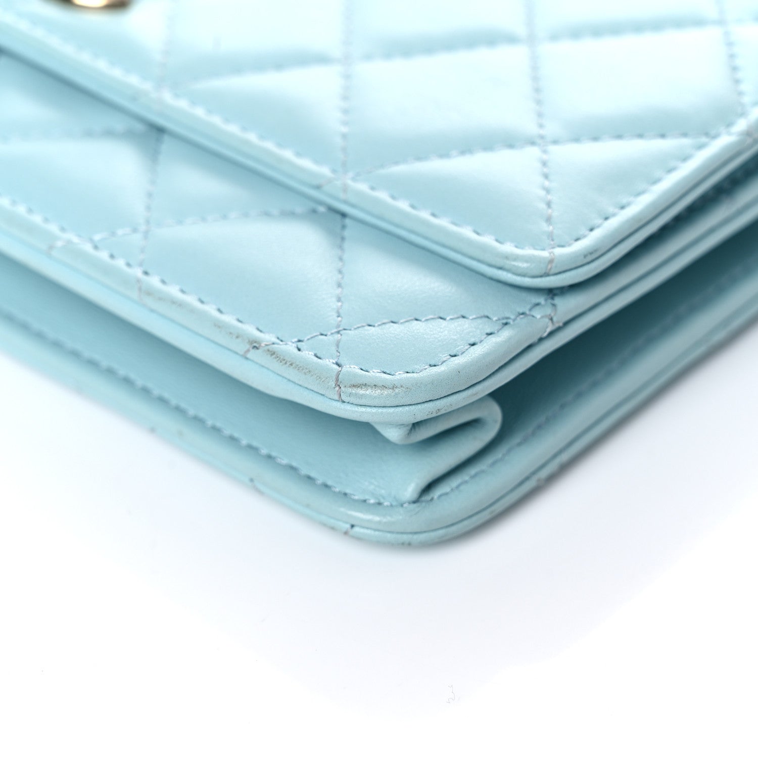 Chanel Lambskin Quilted Trendy CC Wallet On Chain WOC Light Blue 9 of 17