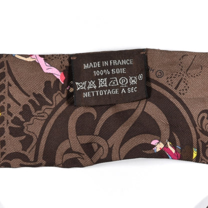 Hermes Silk Ex-Libris Les Parisie Twilly Marron Rose Vif Jaune 3 of 3