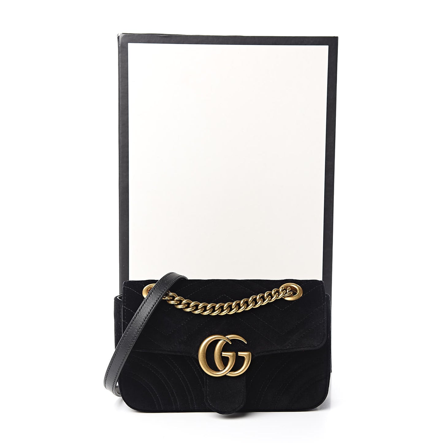 Velvet Matelasse Mini GG Marmont Shoulder Bag Black
