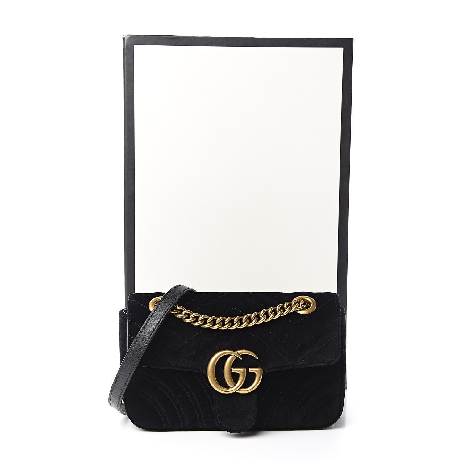 Gucci Velvet Matelasse Mini GG Marmont Shoulder Bag Black 11 of 11