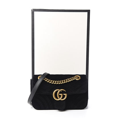Gucci Velvet Matelasse Mini GG Marmont Shoulder Bag Black 11 of 11