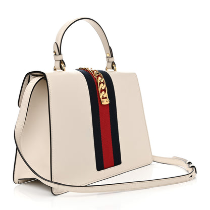 Gucci Calfskin Floral Medium Sylvie Top Handle Bag Off White 3 of 11