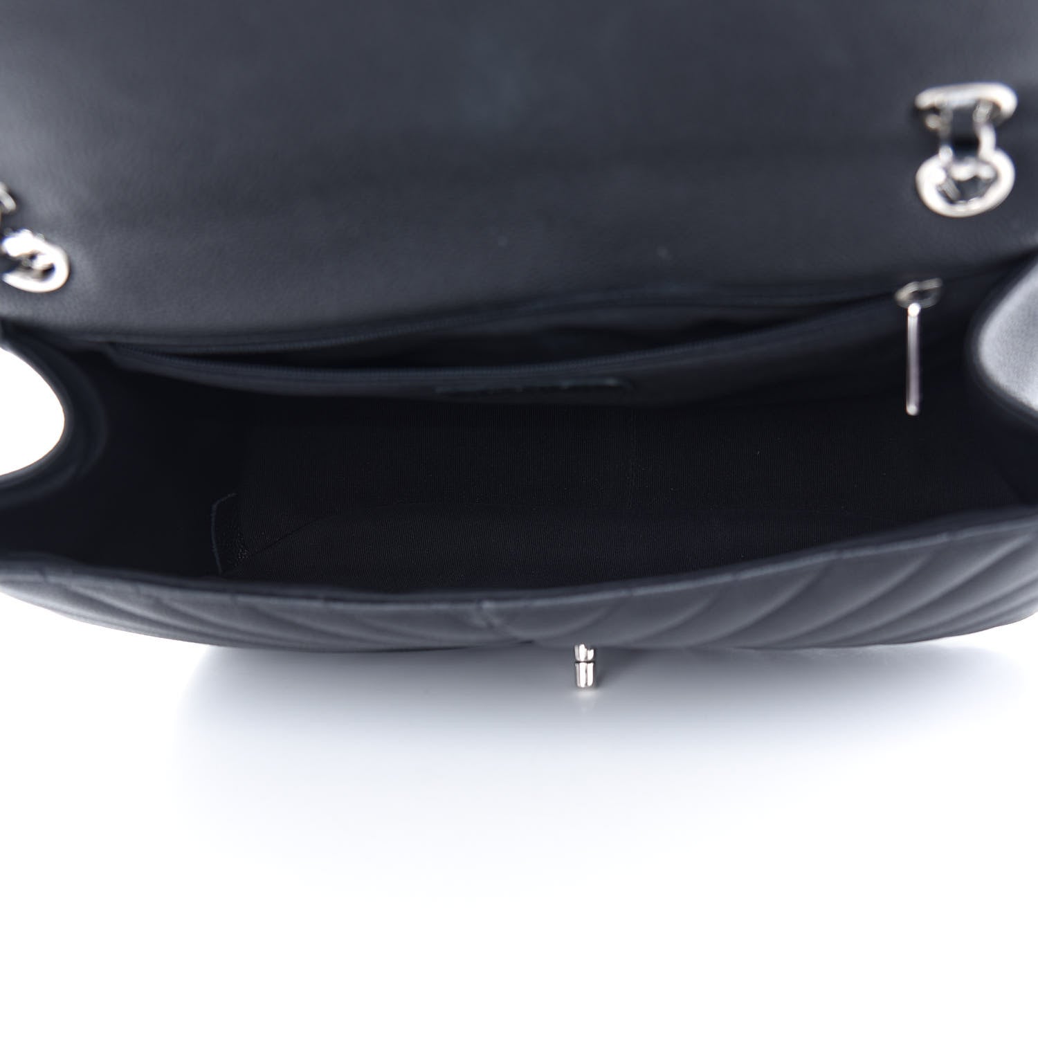 Chanel Caviar Chevron Quilted Large Puffy CC Flap Black 5 of 9