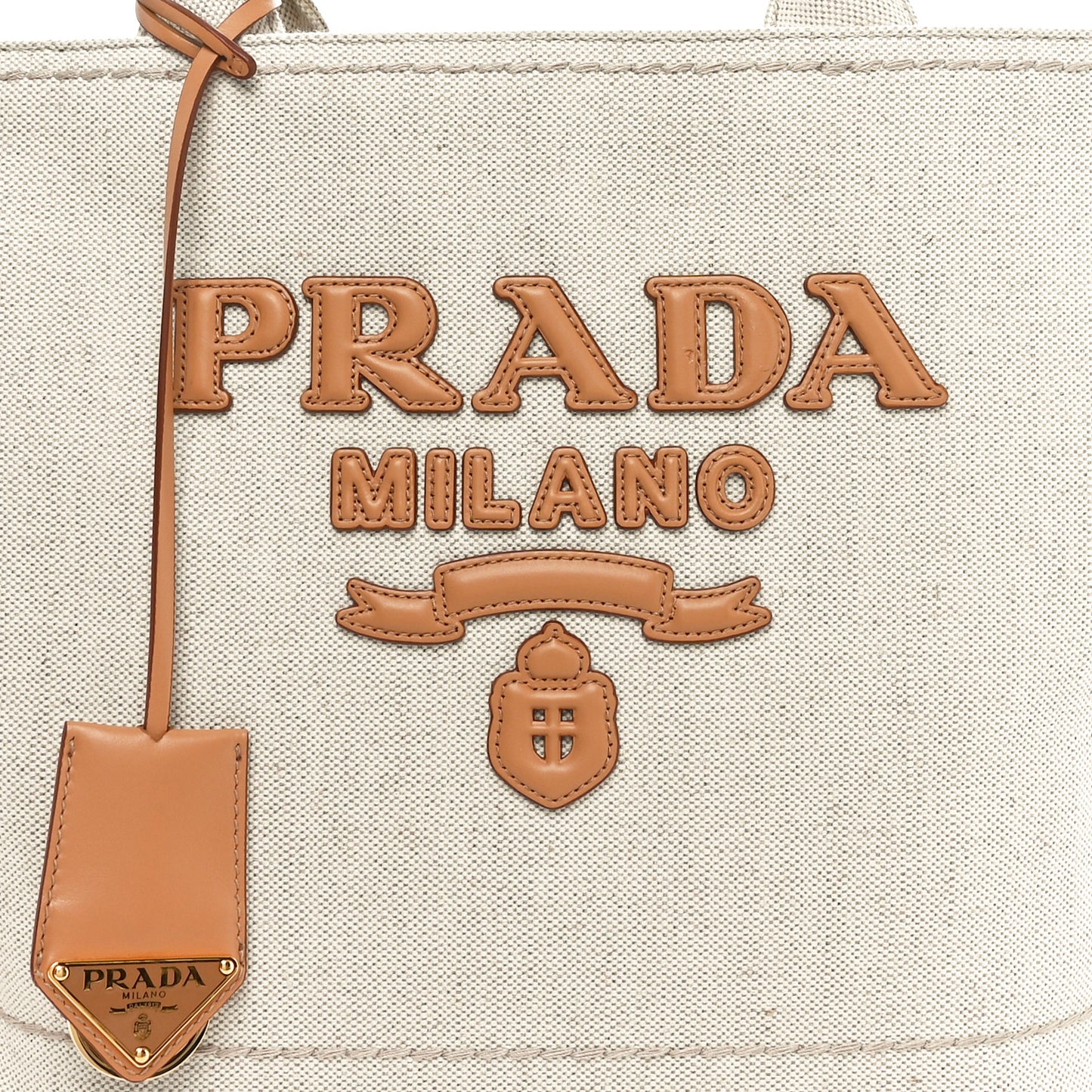 Linen Vitello Large Logo Tote Natural