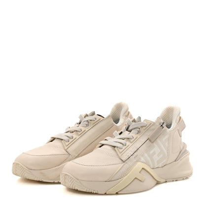 Fendi Calfskin Fabric FF Fendi Flow Low Top Sneakers 36 White 4 of 10