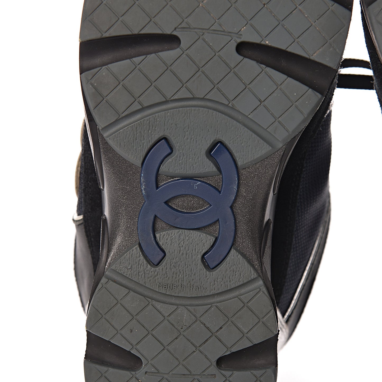 Suede Calfskin CC Sneakers 36.5 Black Navy