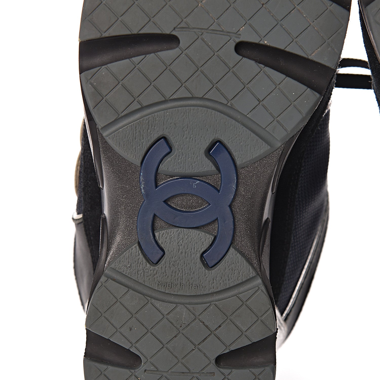 Chanel Suede Calfskin CC Sneakers 36.5 Black Navy 8 of 9