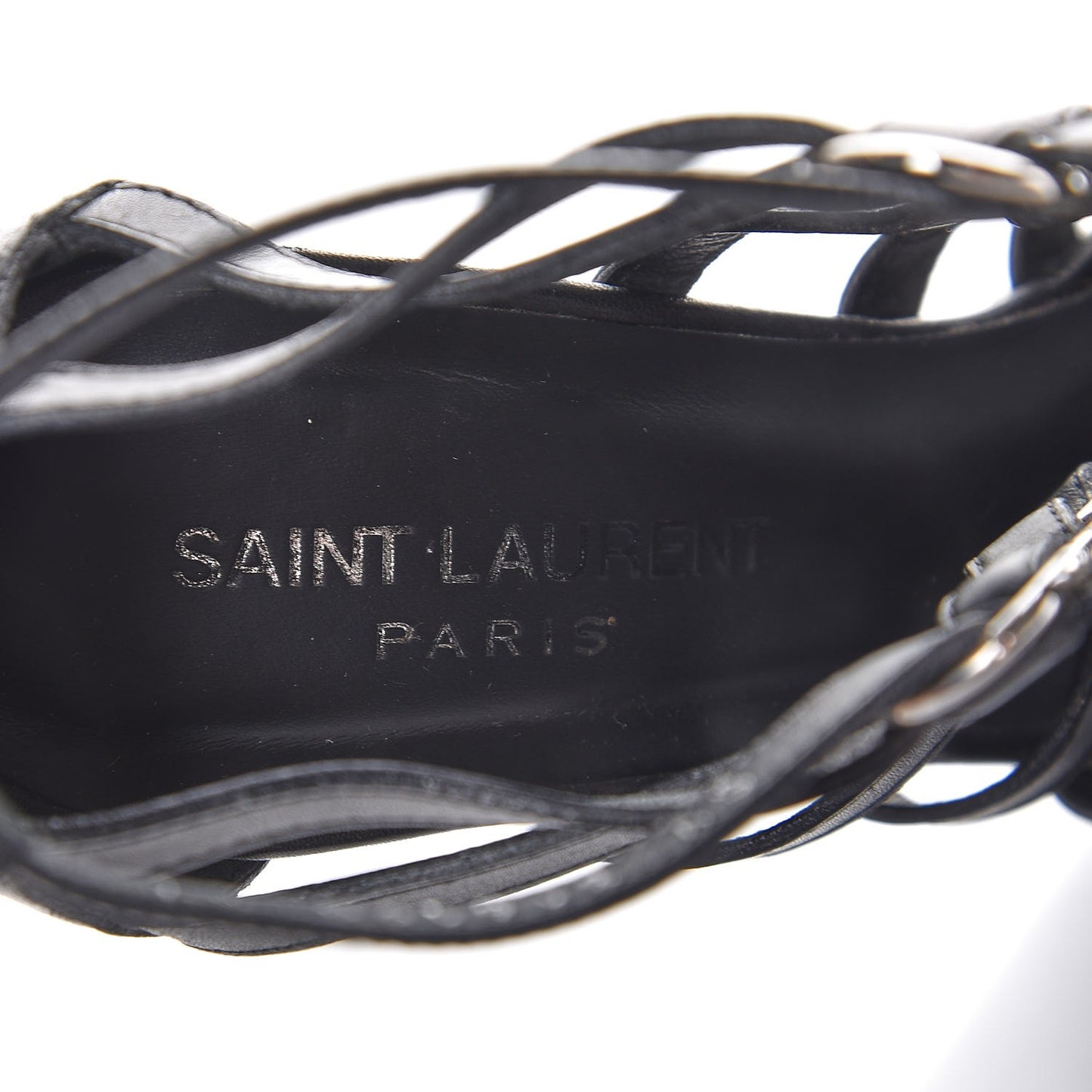 Calfskin Nina Cage Sandal Heels 37 Black