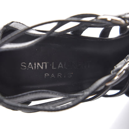 Saint Laurent Calfskin Nina Cage Sandal Heels 37 Black 9 of 10