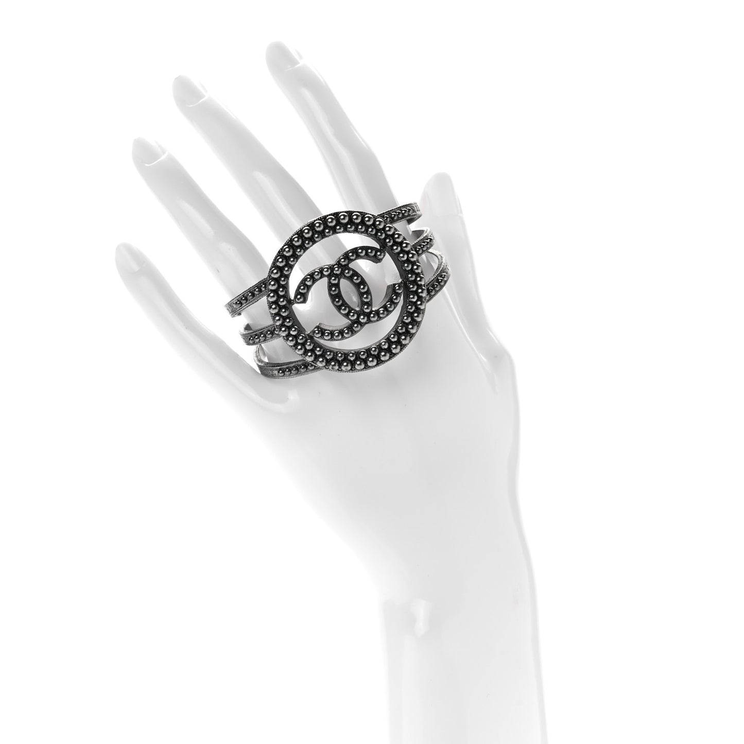 Ruthenium Beaded CC Round Cuff Dark Grey
