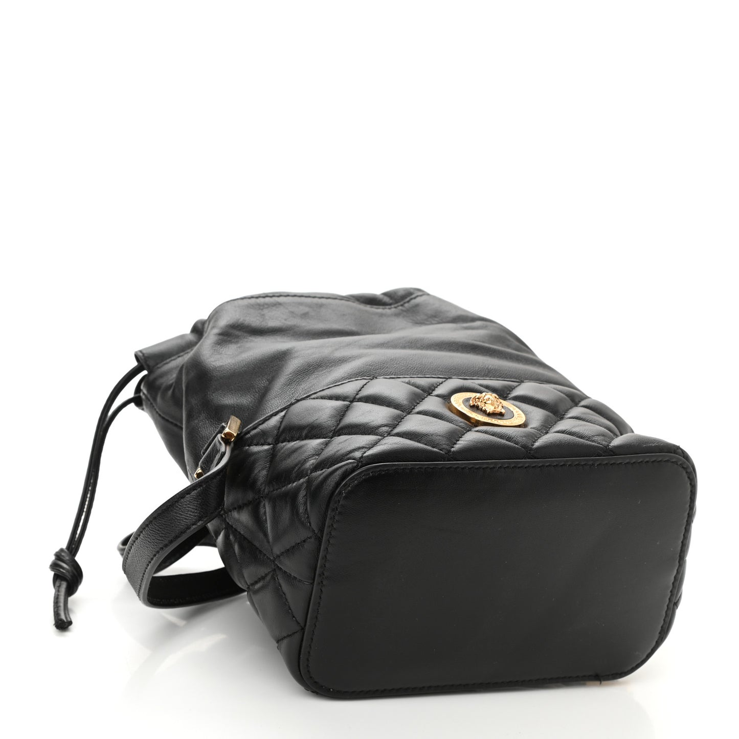 Nappa Quilted Medusa Bucket Bag Black