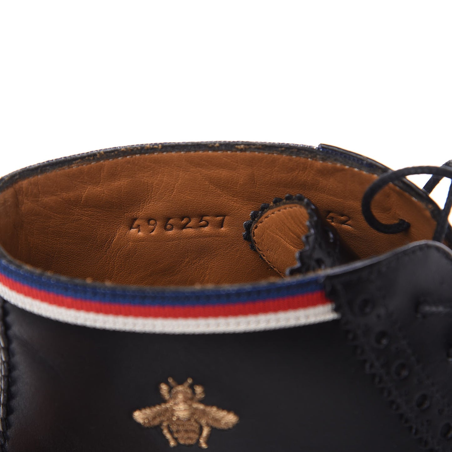 Calfskin Sylvie Web Bee Star Embroidered Mens Brogue Captoe Boots 7 Black