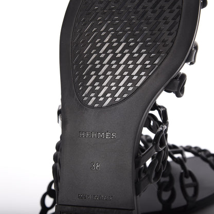 Hermes Rubber Chaine d'Ancre Nude Sandals 38 Black 6 of 8