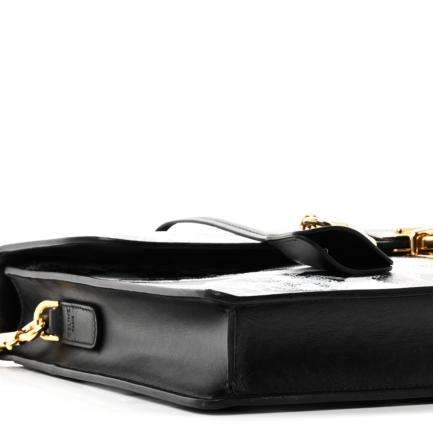 Celine Triomphe Canvas Calfskin Cartable Small Briefcase Black