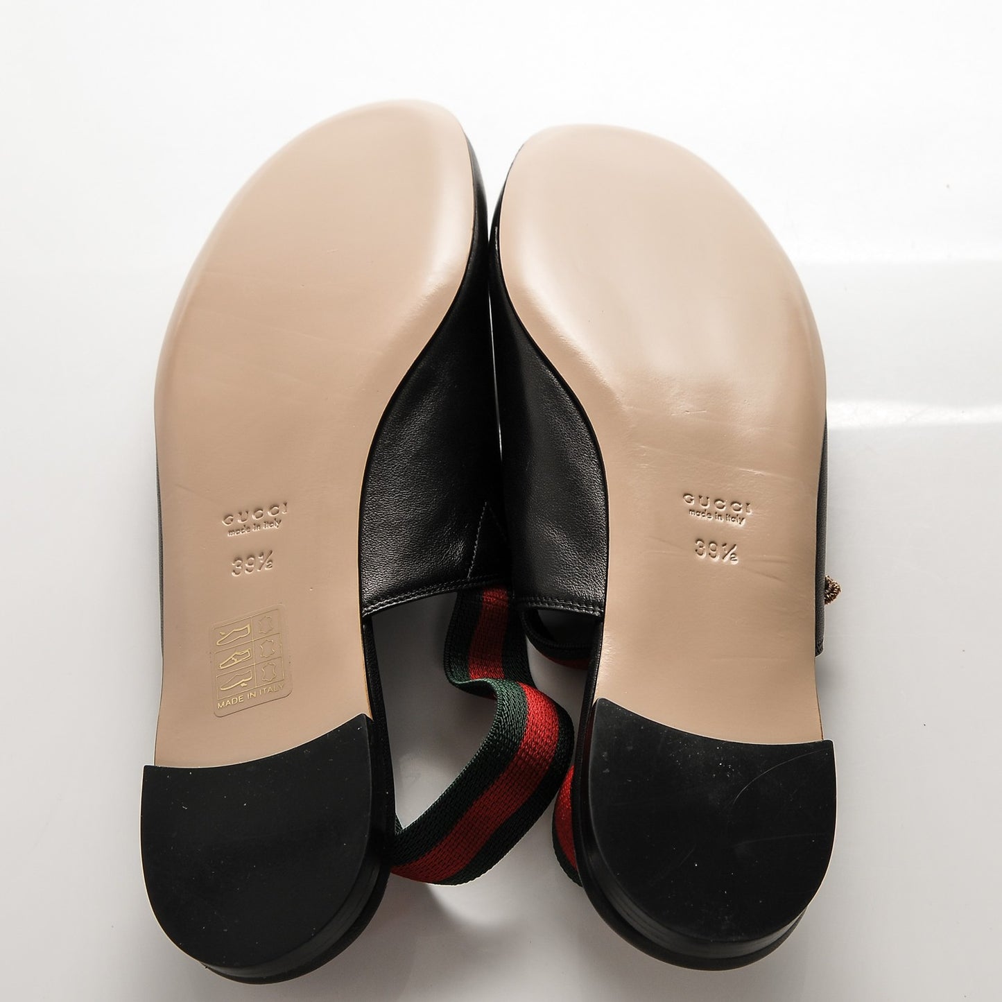 Calfskin Bayadere Bee Slingback Flats 39.5 Nero Black