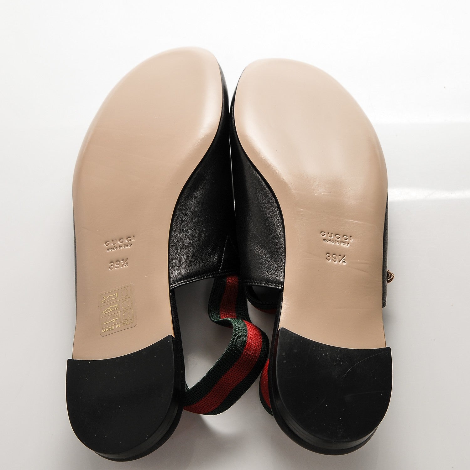 Gucci Calfskin Bayadere Bee Slingback Flats 39.5 Nero Black 5 of 8