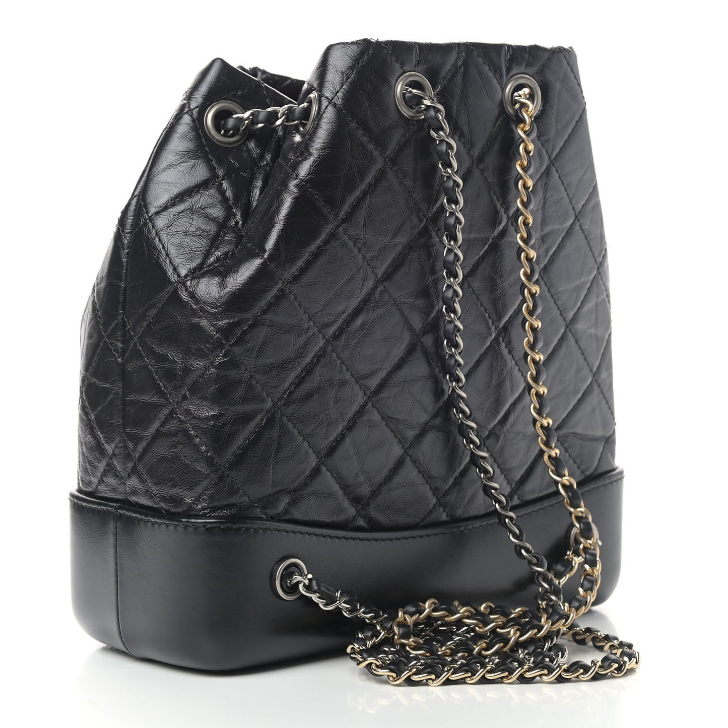 Aged Calfskin Quilted Small Gabrielle Backpack Black