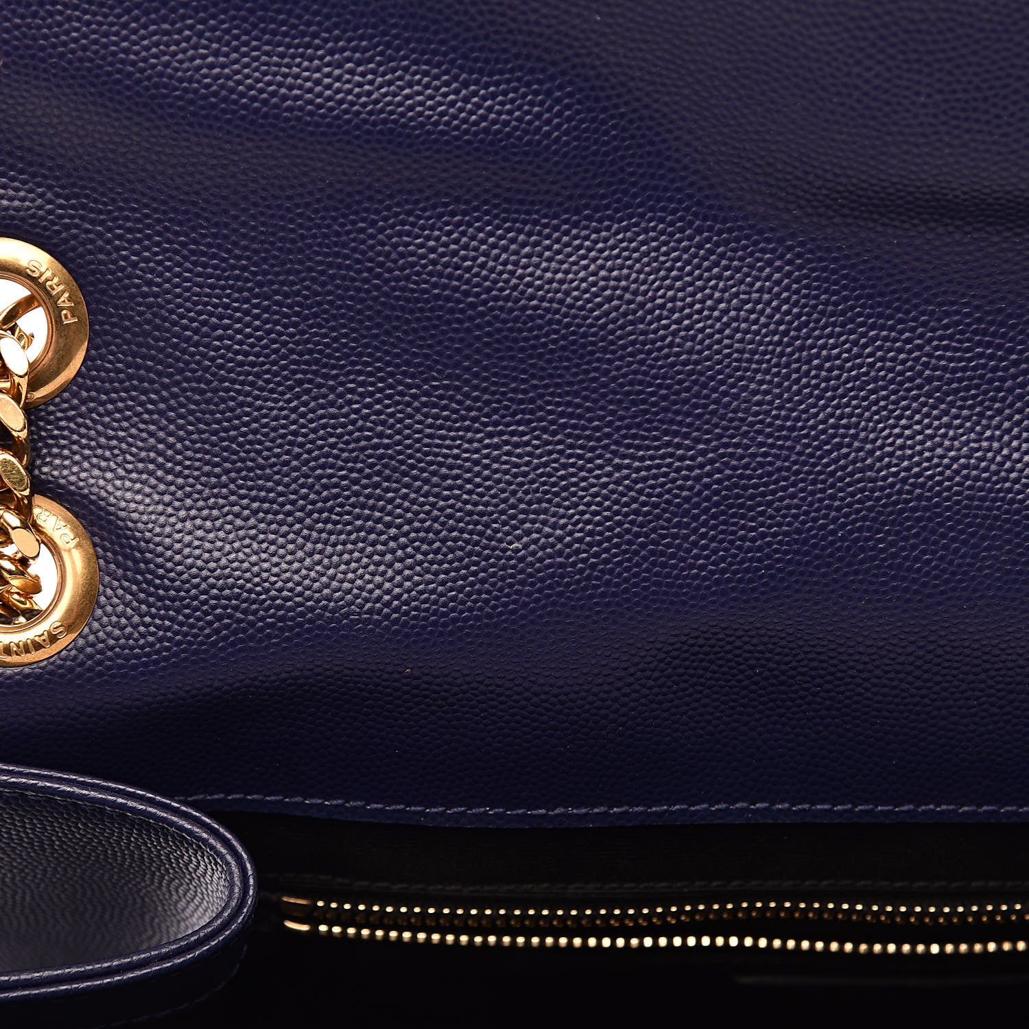 Saint Laurent Grain De Poudre Matelasse Chevron Large Monogram Satchel Blue 9 of 16