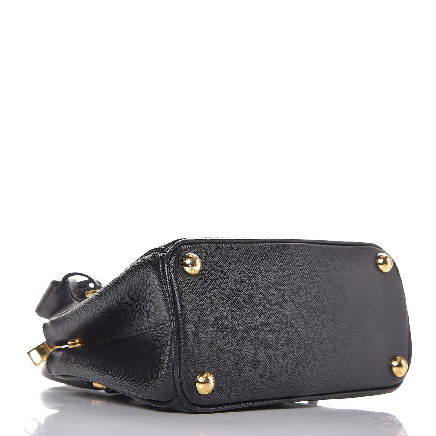 Saffiano Lux Mini Galleria Double Zip Tote Black