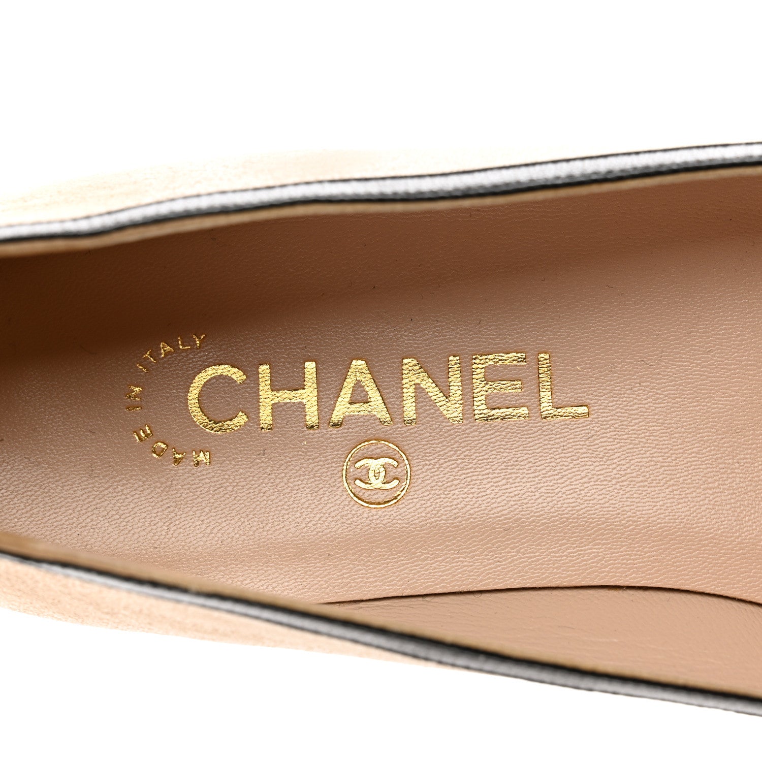Chanel Goatskin Cap Toe Bow CC Ballerina Flats 39.5 Beige Black 7 of 8