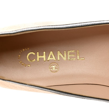 Chanel Goatskin Cap Toe Bow CC Ballerina Flats 39.5 Beige Black 7 of 8