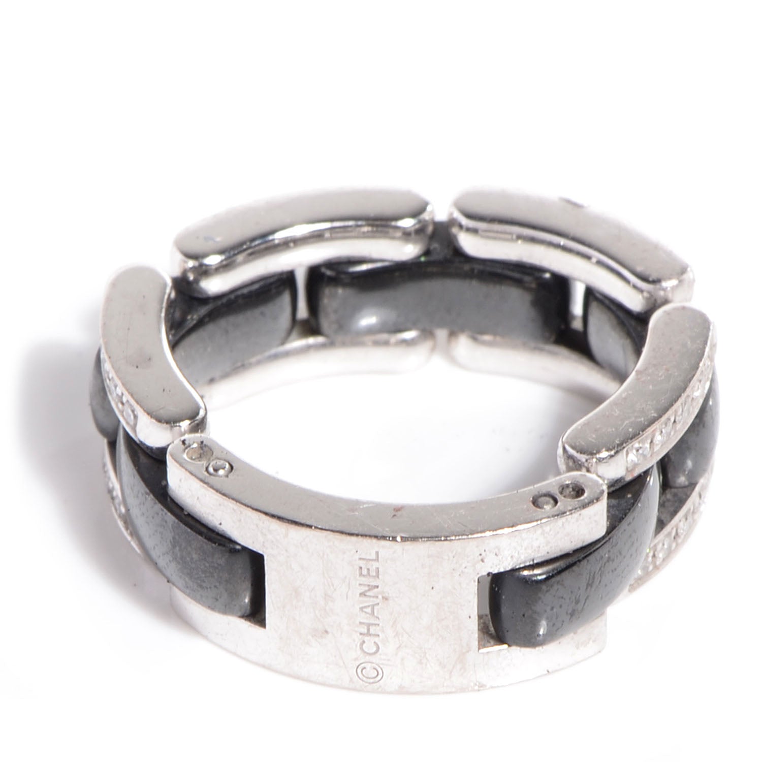 Chanel 18k White Gold Diamond Ceramic Ultra Ring Black Medium 5.75 4 of 6