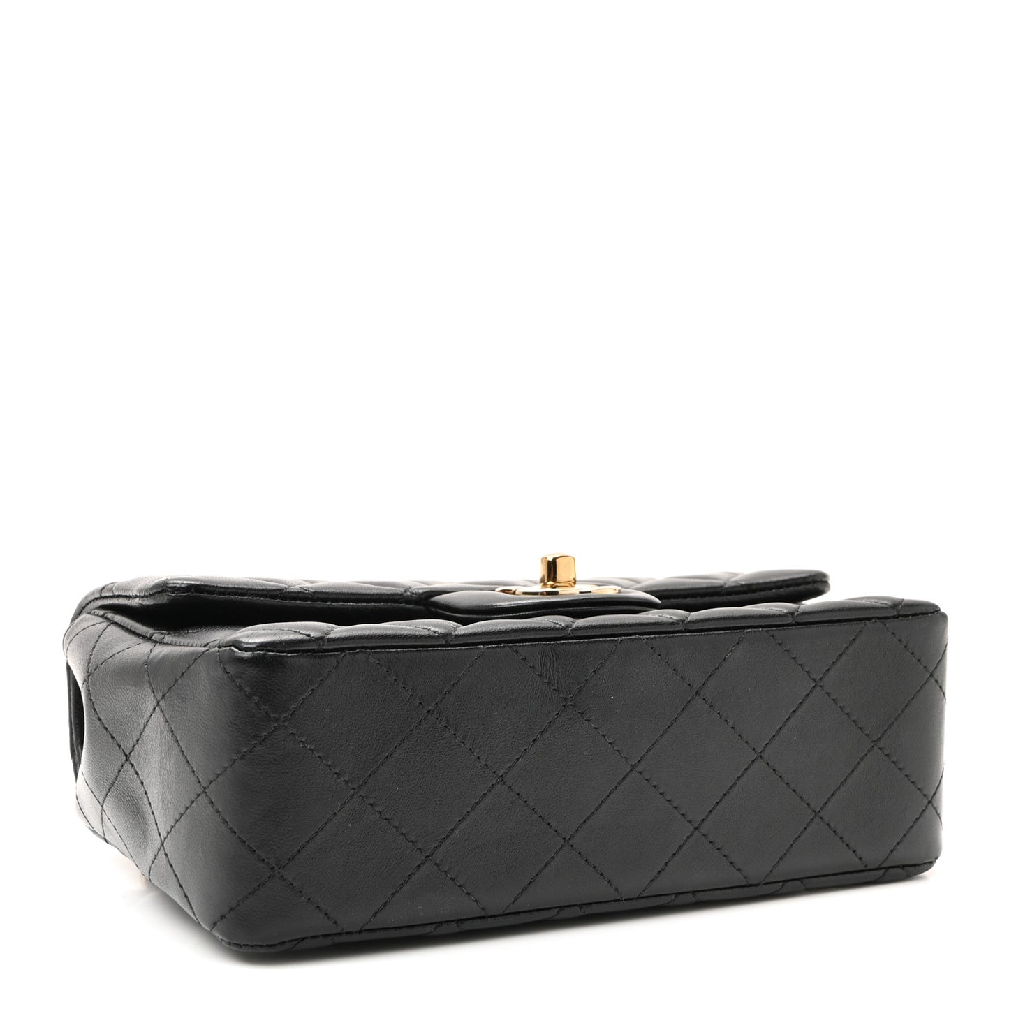 Lambskin Quilted Mini Rectangular Flap Black