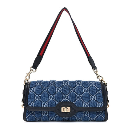 Gucci GG Monogram Denim Small Luce Shoulder Bag Blue 1 of 10