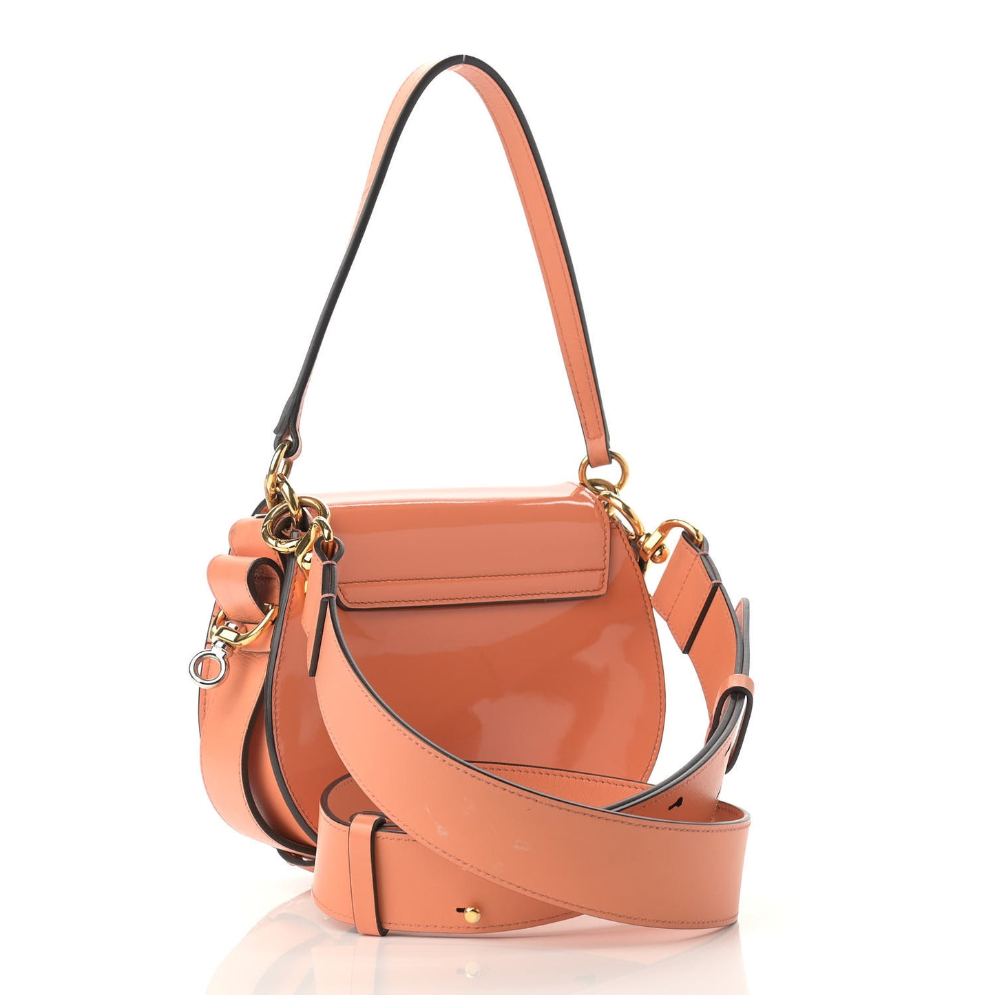 Patent Calfskin Suede Small Tess Bag Autumnal Brown