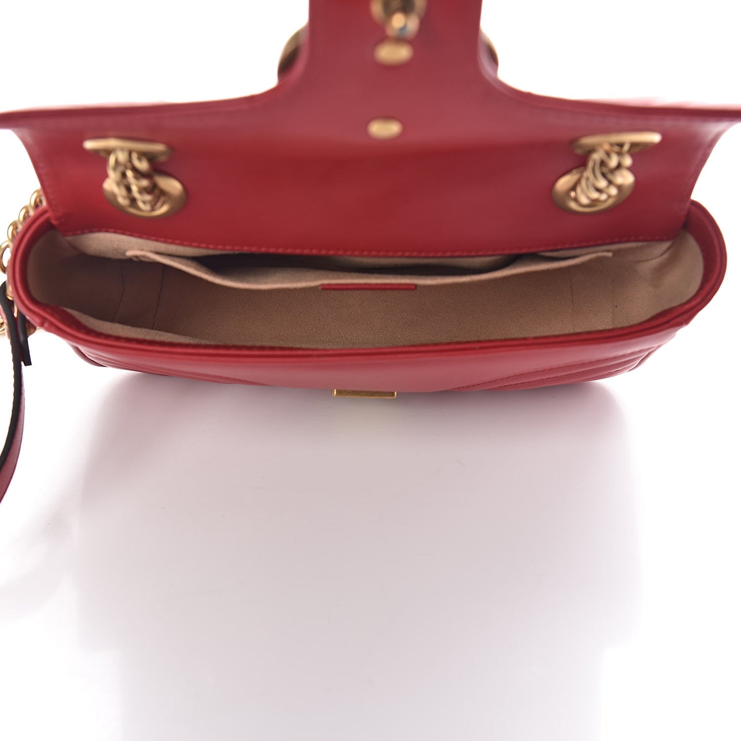 Calfskin Matelasse Mini GG Marmont Shoulder Bag Hibiscus Red