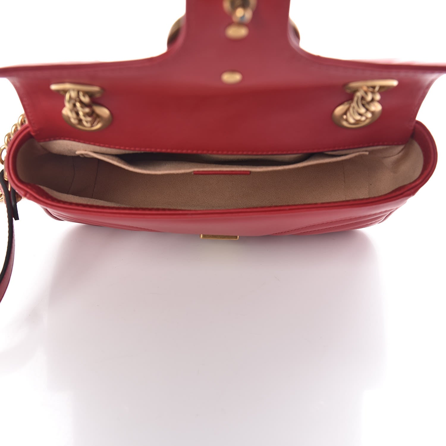 Gucci Calfskin Matelasse Mini GG Marmont Shoulder Bag Hibiscus Red 6 of 11