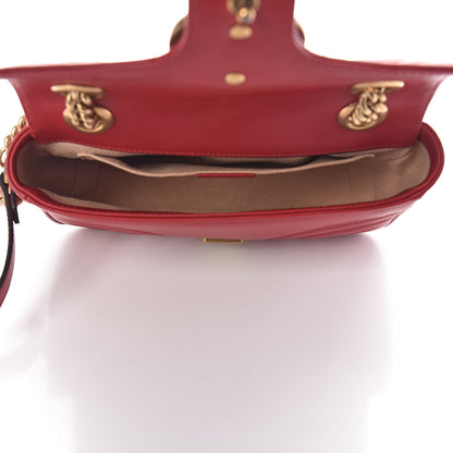 Gucci Calfskin Matelasse Mini GG Marmont Shoulder Bag Hibiscus Red 6 of 11