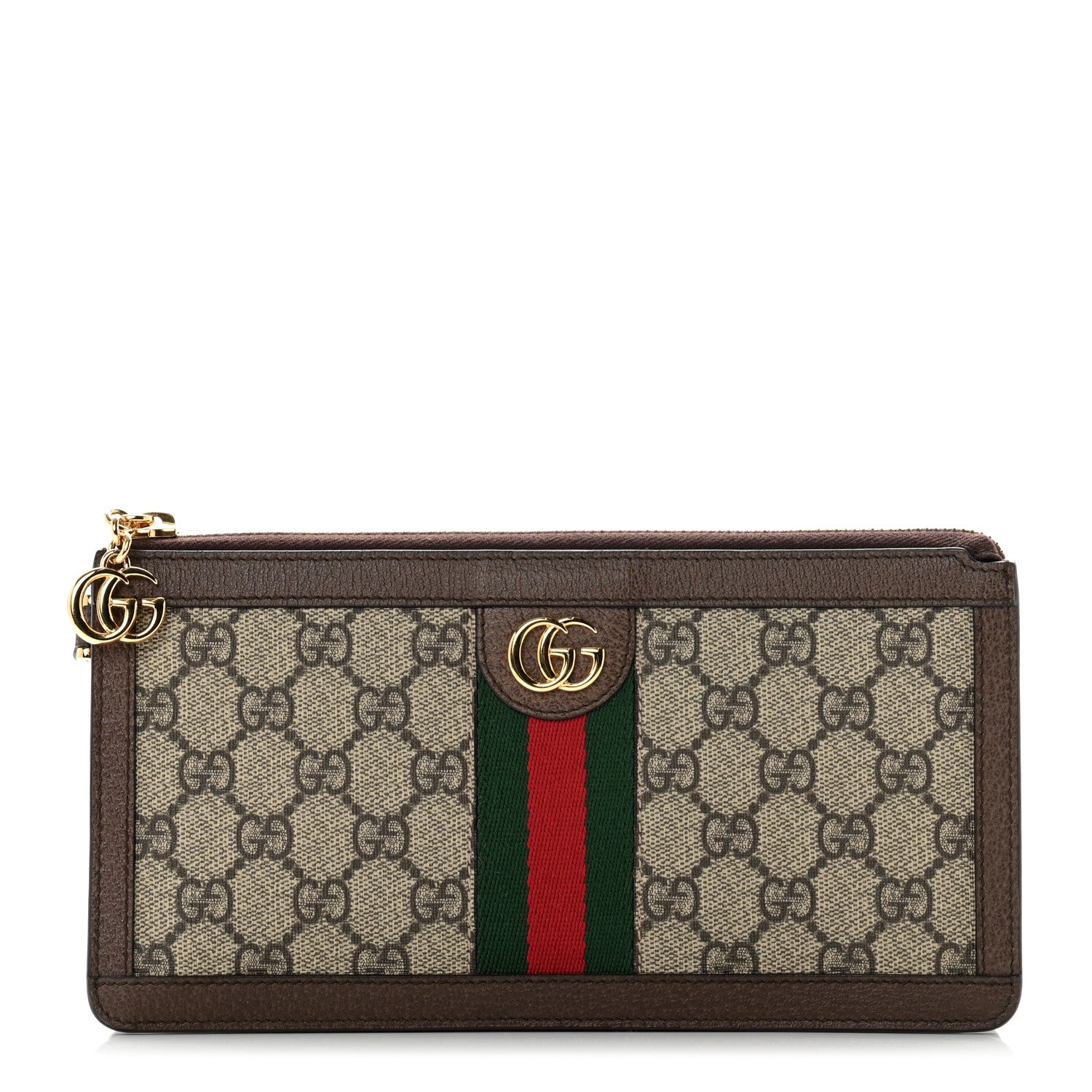 Gucci GG Supreme Monogram Web Travel Wristlet Beige New Acero 1 of 7