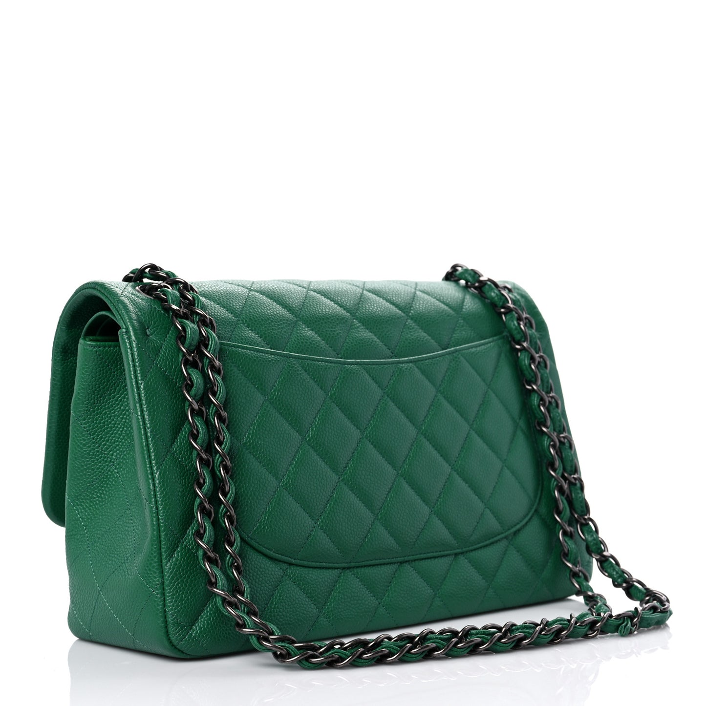 Caviar Quilted Jumbo Double Flap Green