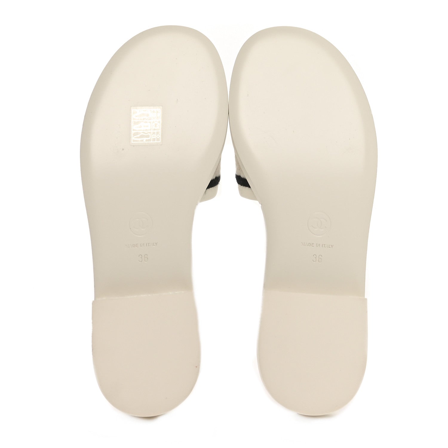 Chanel Lambskin Embroidered Logo Mules 36 Ivory Black 7 of 11