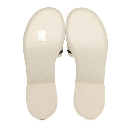 Chanel Lambskin Embroidered Logo Mules 36 Ivory Black 7 of 11