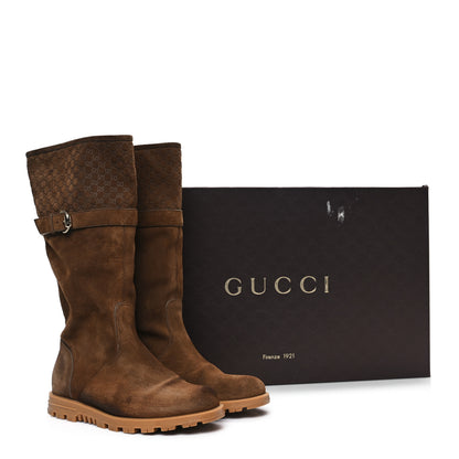 Gucci Suede Microguccissima Knee Boots 37.5 Brown 11 of 11