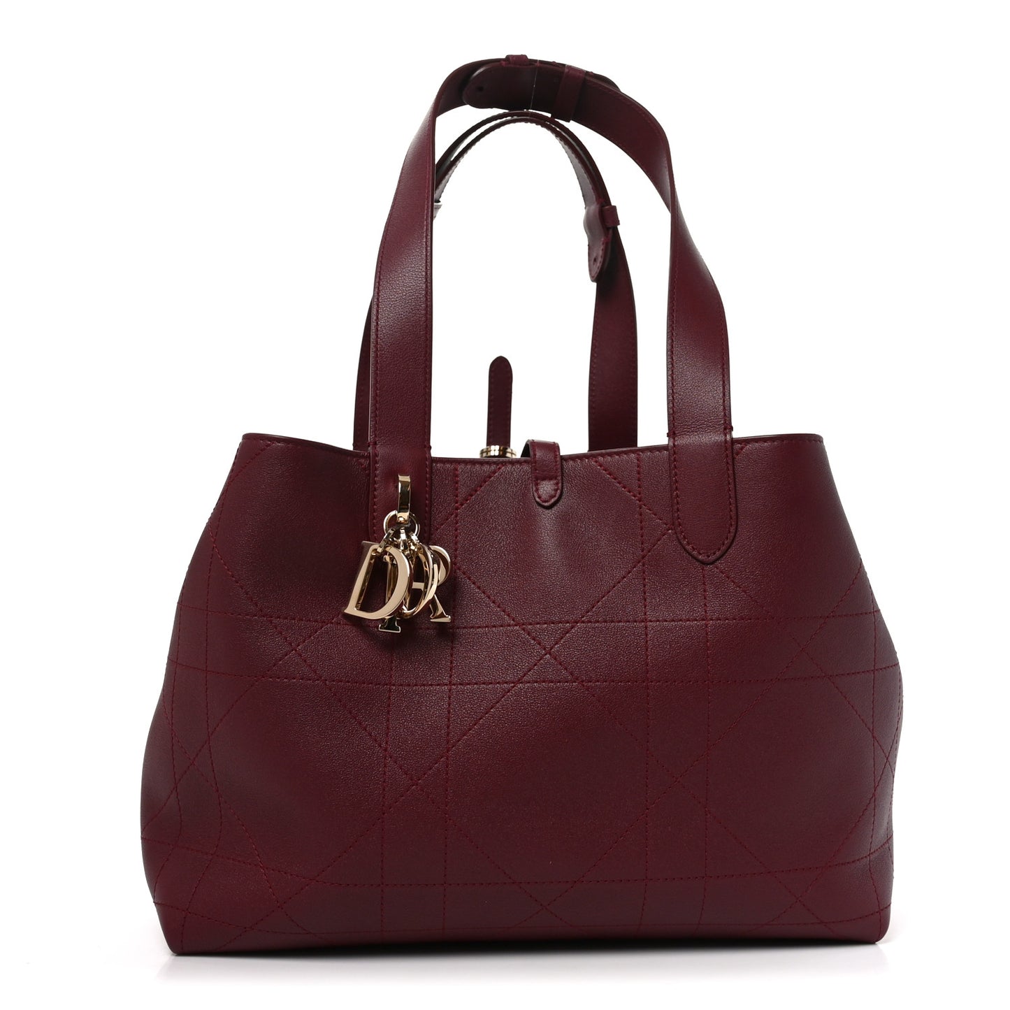 Calfskin Macrocannage Medium Toujours Vertical Tote Burgundy
