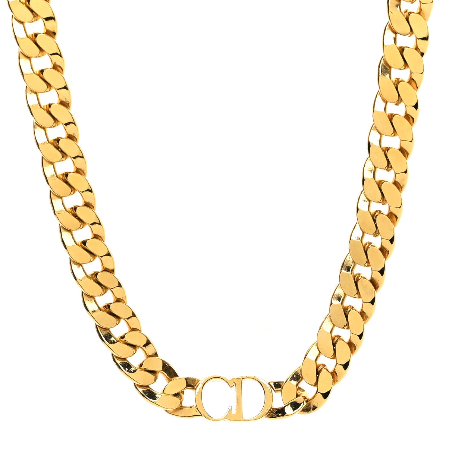 Christian Dior Metal CD Choker Necklace Gold 1 of 6