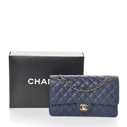 Chanel Caviar Quilted Medium Double Flap Dark Blue 10 of 10
