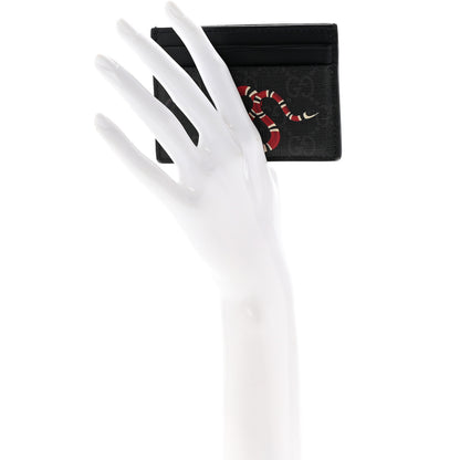Gucci GG Supreme Monogram Kingsnake Card Holder Black Grey 2 of 11