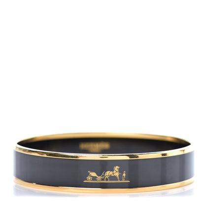 Hermes Enamel Printed Medium Caleche Bracelet 65 Black 1 of 5