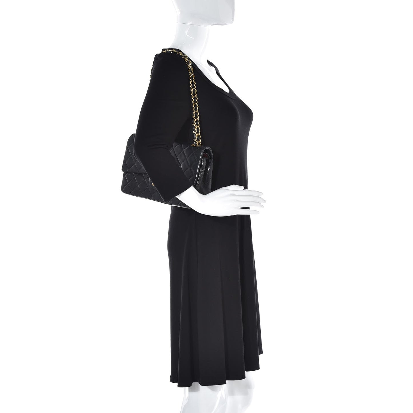 Lambskin Quilted Medium Double Flap Bag Black