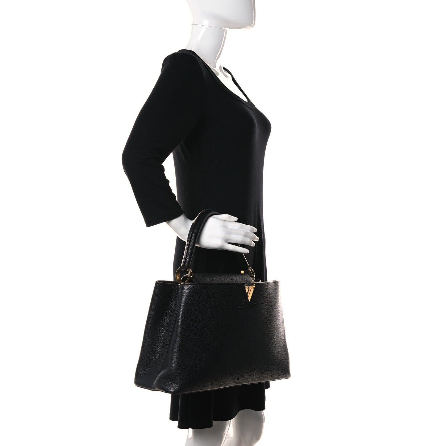 Taurillon Capucines MM Black Fuchsia