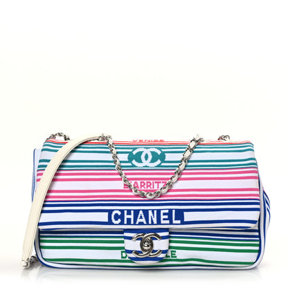 Chanel Mixed Fibers Lambskin Venise Biarritz Flap Bag Multicolor White 1 of 10