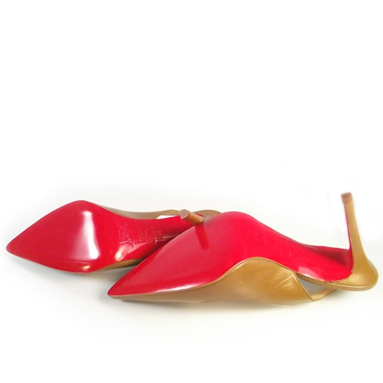 Christian Louboutin Leather Hai 100 Slingback Pumps 39.5 Camel 8 of 8