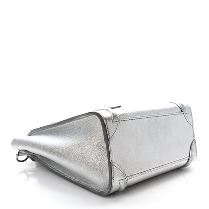 Celine Laminated Lambskin Nano Luggage Silver 4 of 11