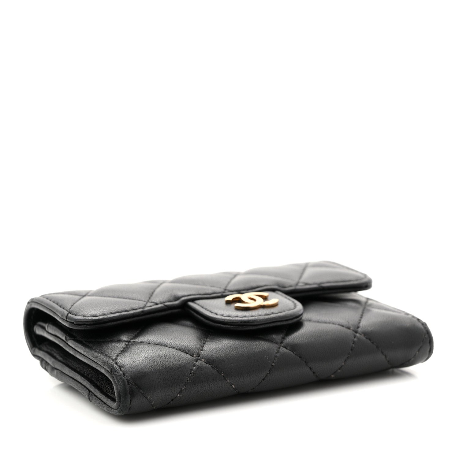 Chanel Lambskin Quilted Flap Card Holder Wallet Black 4 of 8