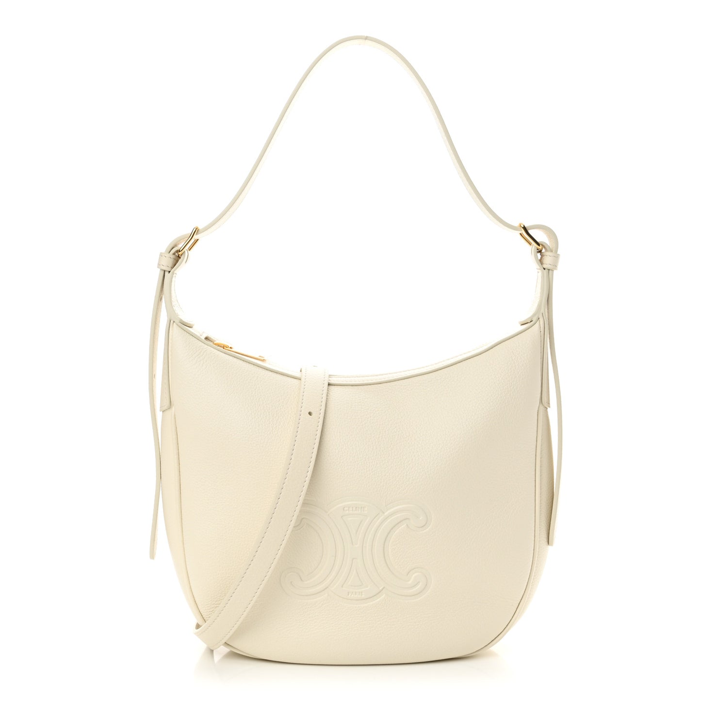 Supple Calfskin Cuir Triomphe Small Heloise Shoulder Bag White Cotton